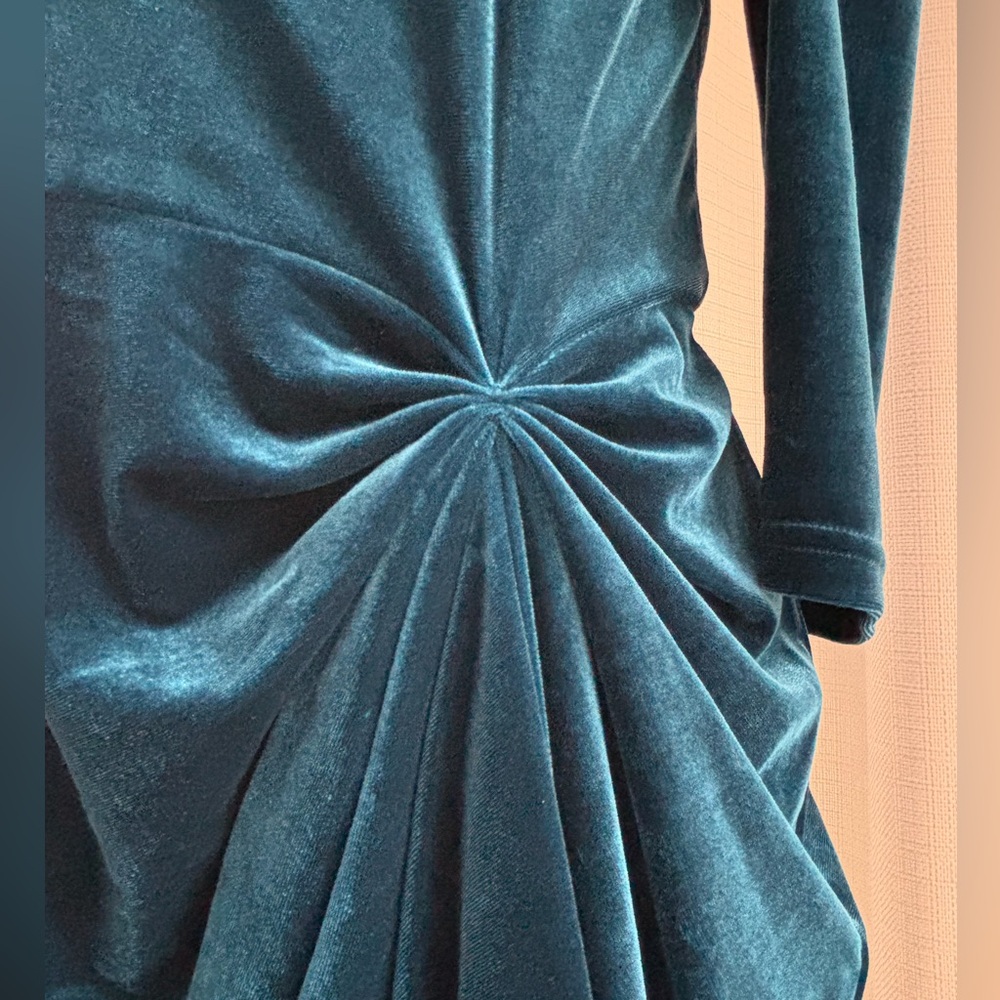 SHEIN Teal Velvet Long Sleeve Dress, L, EUC - Picture 2 of 9